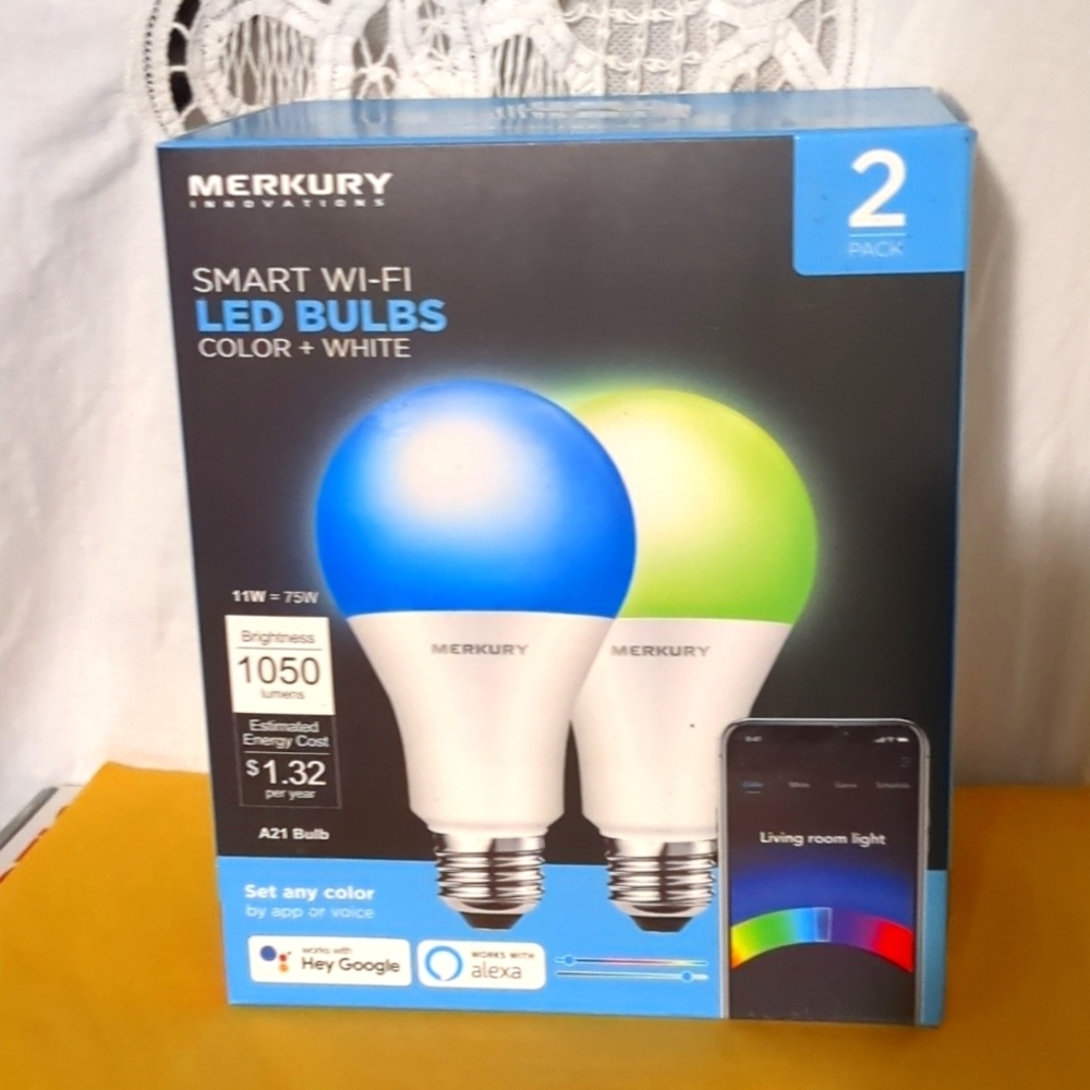 Mercury 2pk color led smart wifi bulbs Alexa Google